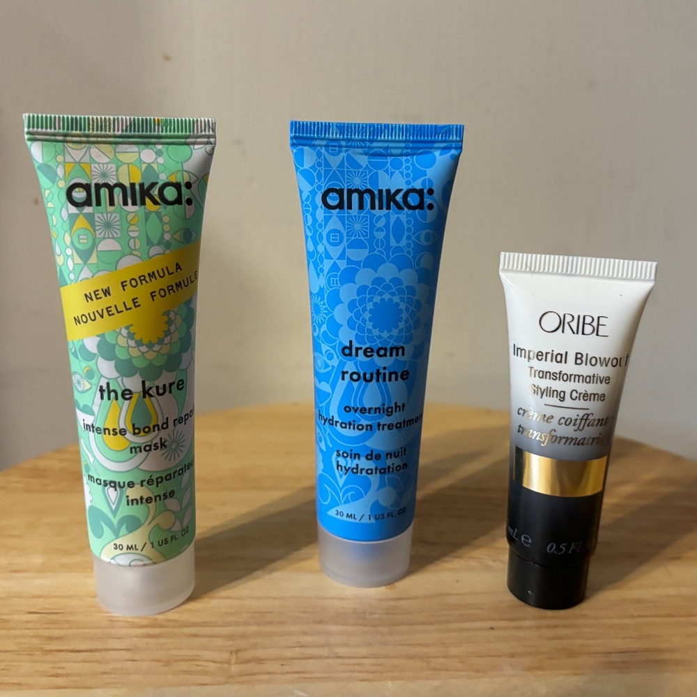 Lot of 3 (three) amika and Oribe hair products deluxe mini trial sizes NEW